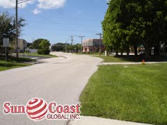 View down the street from Canary Palm Condos